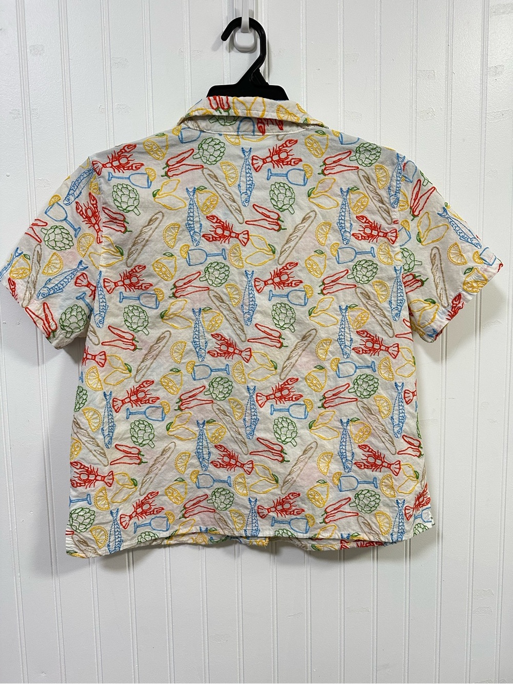 Cynthia Rowley L Cotton Boxy Relaxed Button Up Coastal Beachy Tomato Girl Summer - Picture 2 of 16